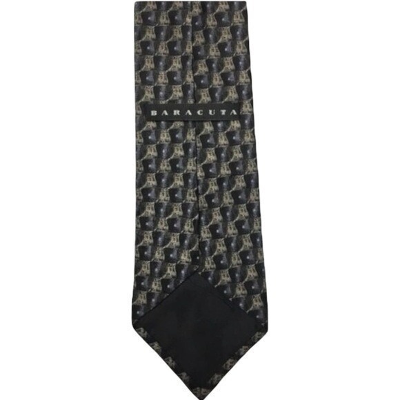 Baracuta Silk Tie Mens‎ Patterned Dark All Silk Egyptian Motif Vintage Preppy - Picture 5 of 7